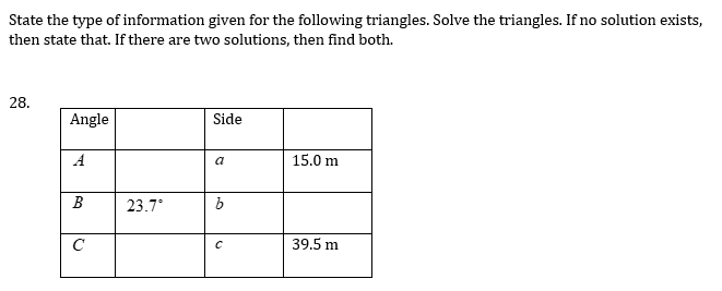 Solved State the type of information given for the following | Chegg.com