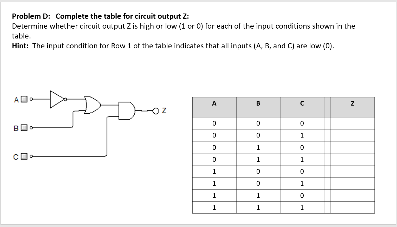 Solved Problem B: Determine whether output B is high or low | Chegg.com