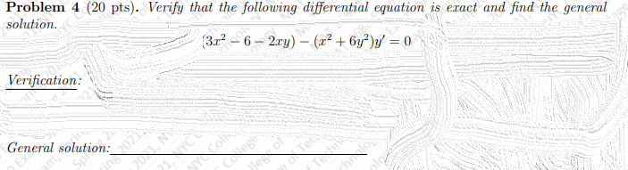 Solved Problem 4 (20 pts). Verify that the following | Chegg.com