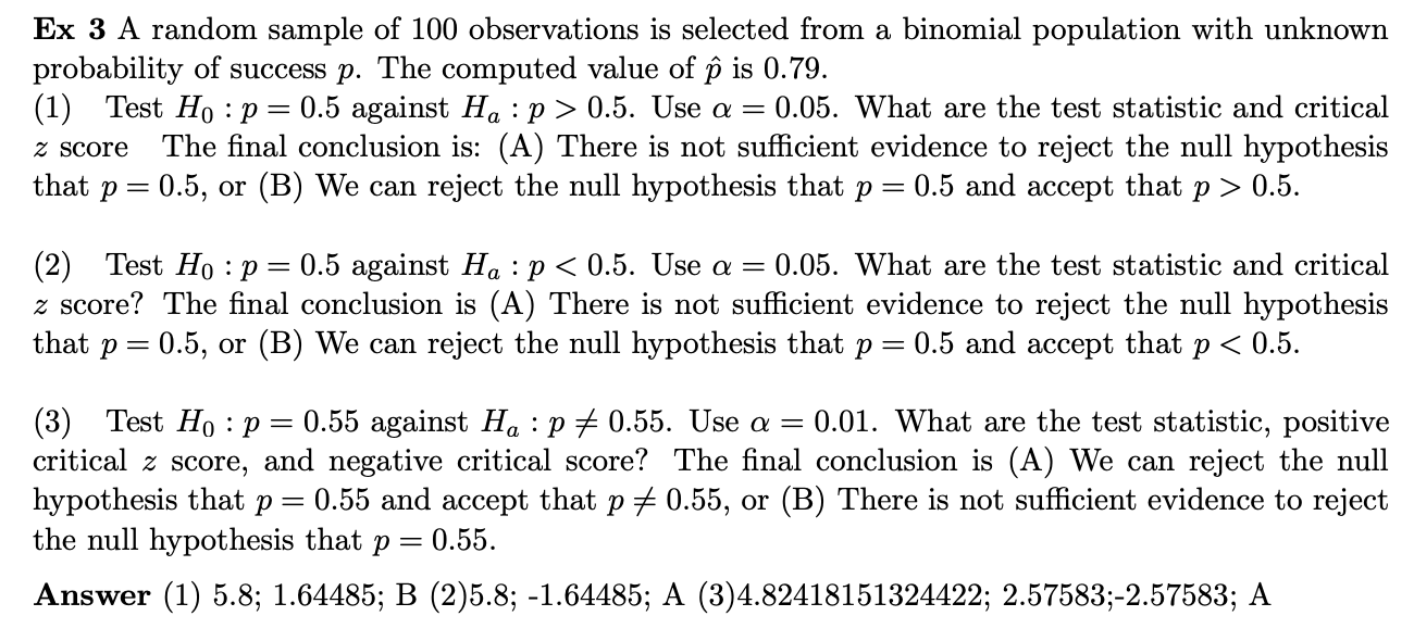 Solved Ex 3 A Random Sample Of 100 Observations Is Selected | Chegg.com