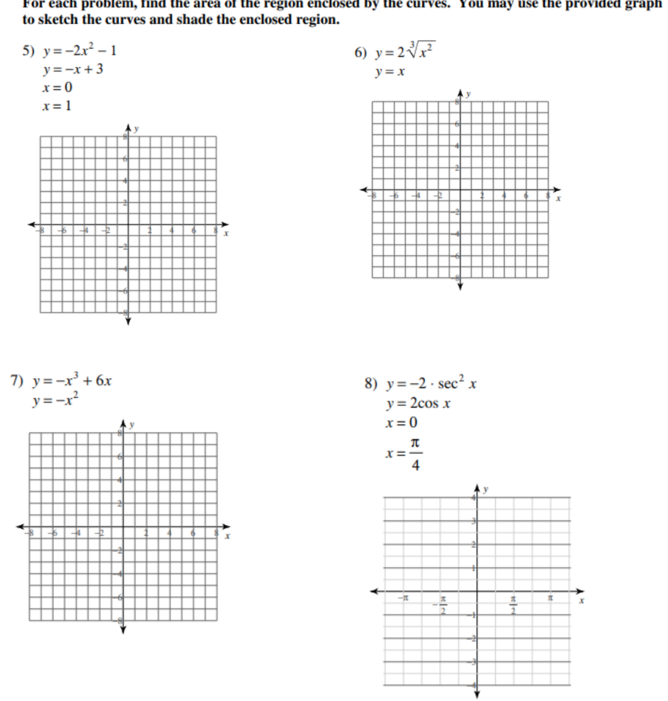 Solved For Each Problem, Find The Area Of The Region 