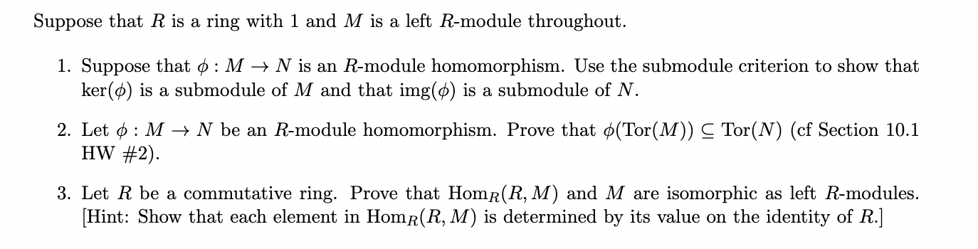 Solved Suppose That R Is A Ring With 1 And M Is A Left | Chegg.com