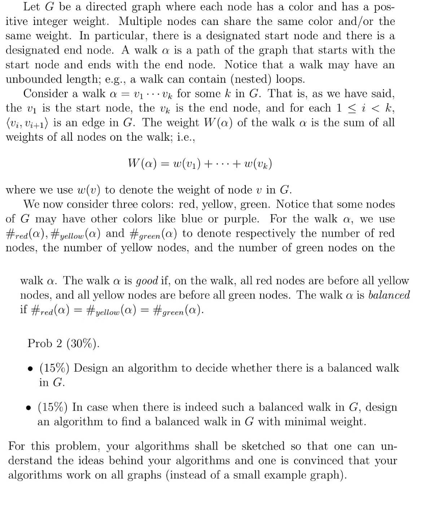 Solved Let G be a directed graph where each node has a color | Chegg.com