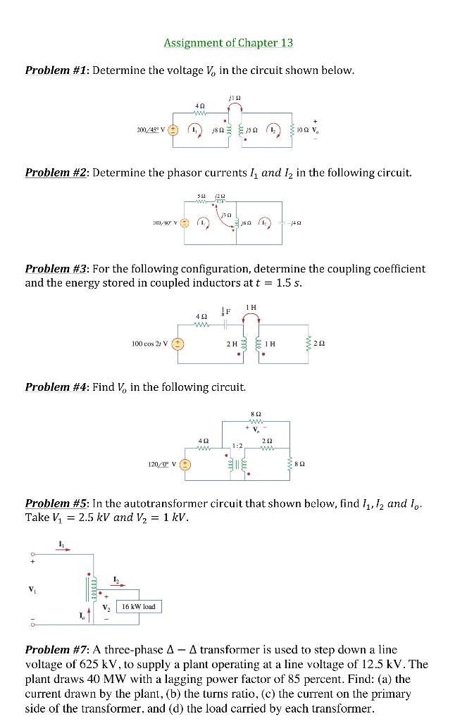 Solved Assignment Of Chapter 13 Problem #1: Determine The | Chegg.com