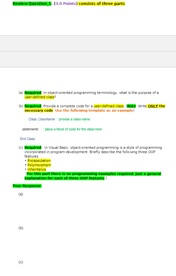Solved Review Question 1: (3.0 Points) consists of three | Chegg.com