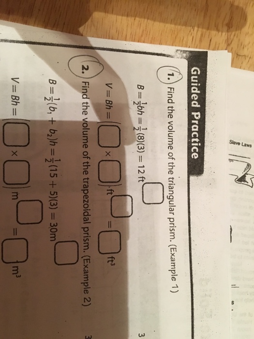 volume of triangular prisms homework 3