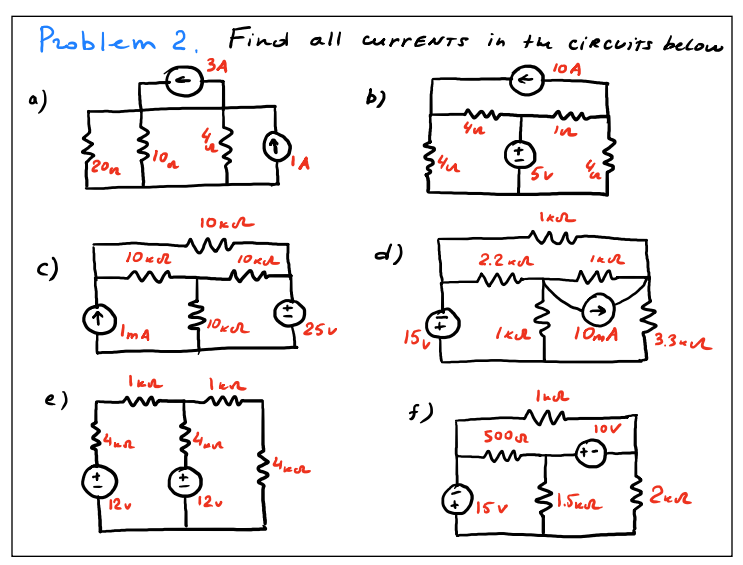 Solved Problem 2. Find All Find All Currents In The Circuits | Chegg.com