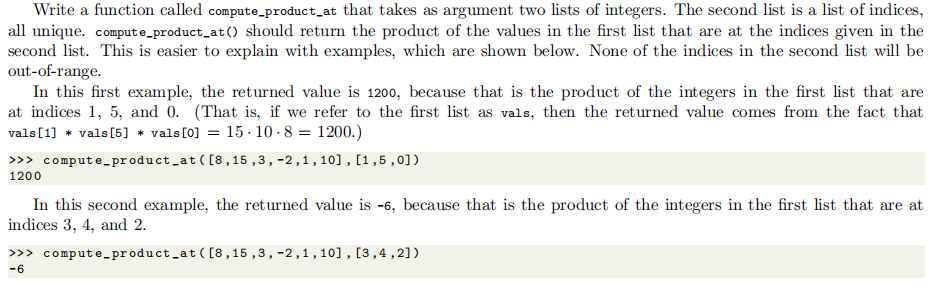 Solved Write a function called compute_product_at that takes | Chegg.com