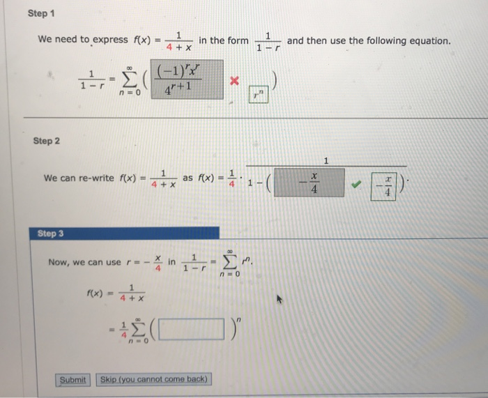 Solved Step 1 We need to express fx)in the form 1 and then | Chegg.com