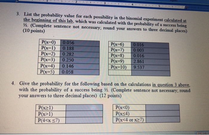 Solved 3. List the probability value for each possibility in | Chegg.com