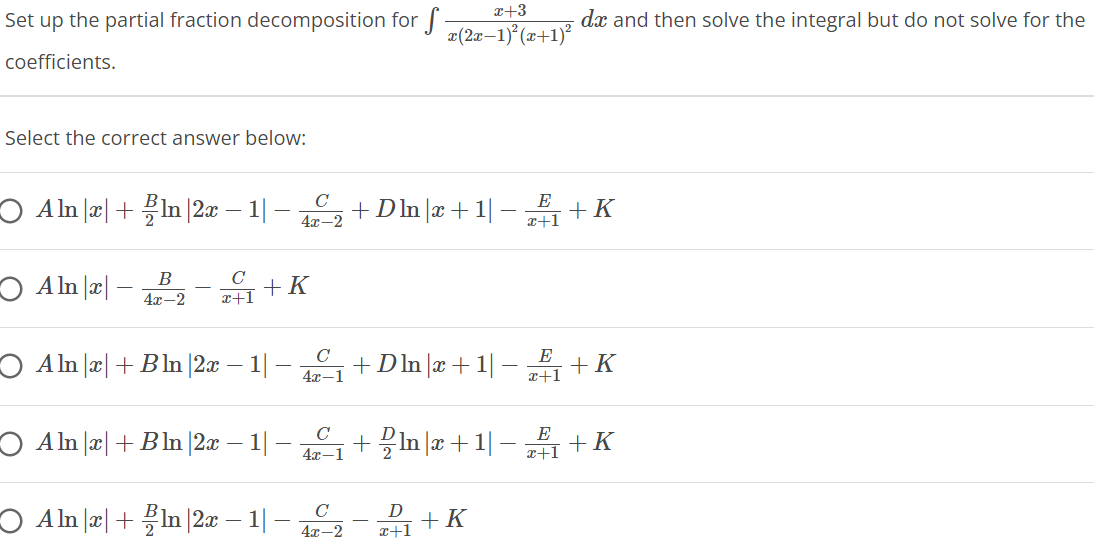 Solved Set up the partial fraction decomposition for | Chegg.com