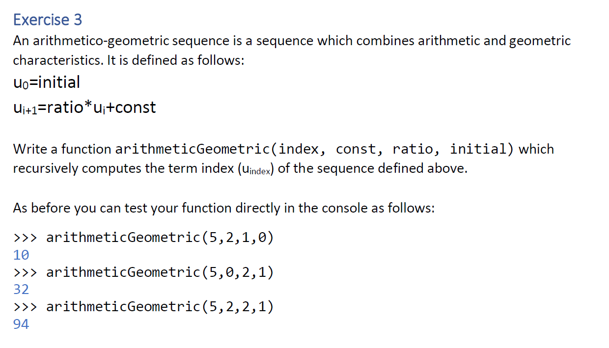 Solved Exercise 3 An arithmeticogeometric sequence is a