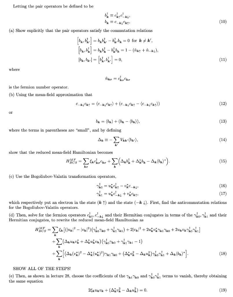 k,k' (4) (100 points) The BCS model of | Chegg.com
