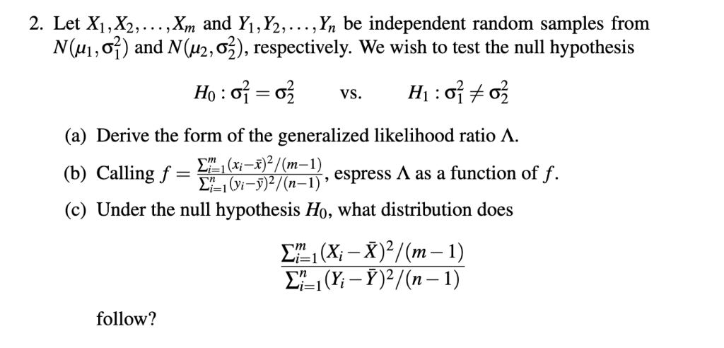 Solved 2 Let X1 X2 Xm And Y1 Y2 Yn Be Indepen Chegg Com