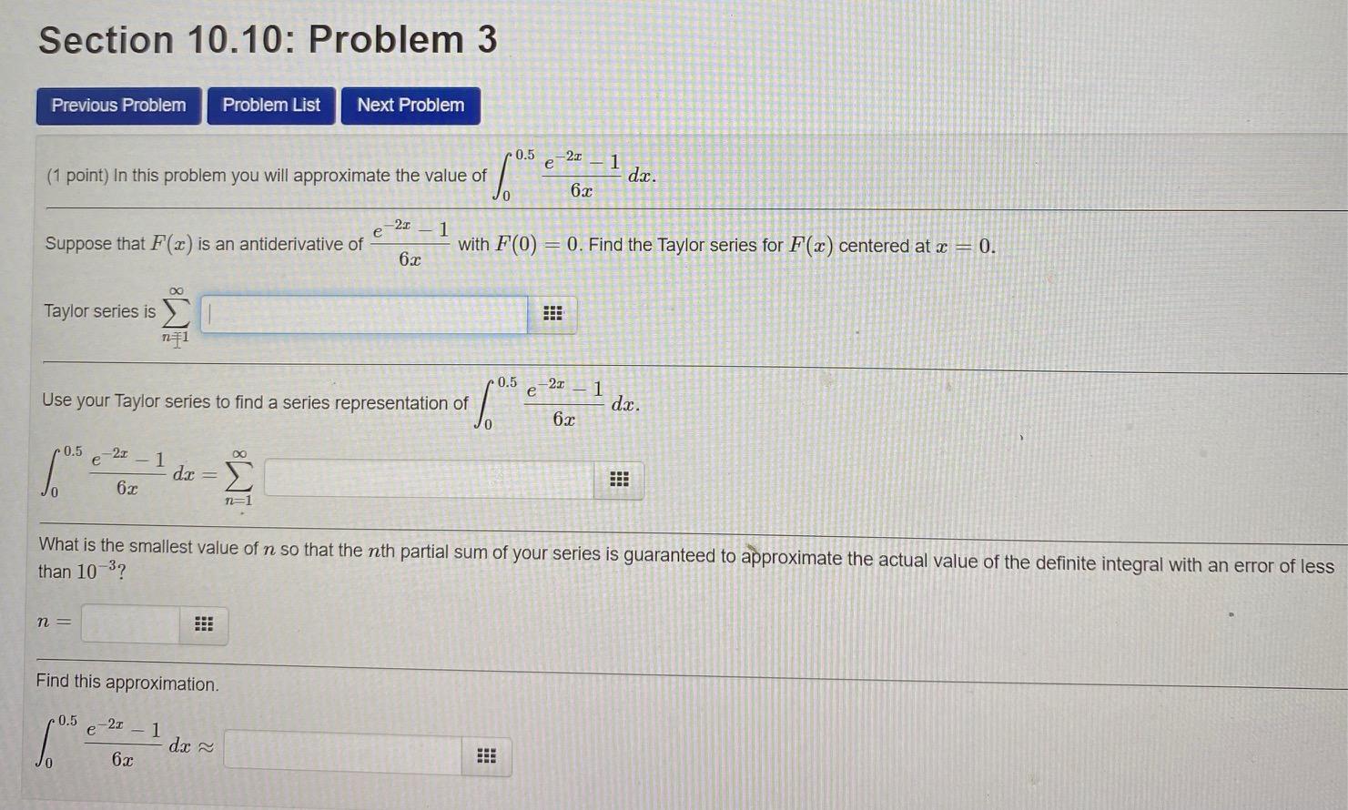 Solved Section 10.10: Problem 3 Previous Problem Problem | Chegg.com