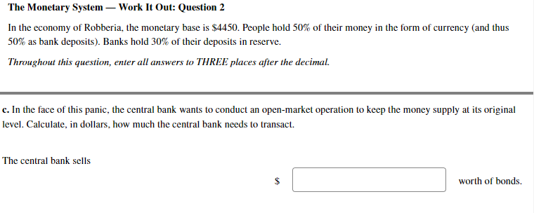 Solved The Monetary System - Work It Out: Question 2 In The | Chegg.com