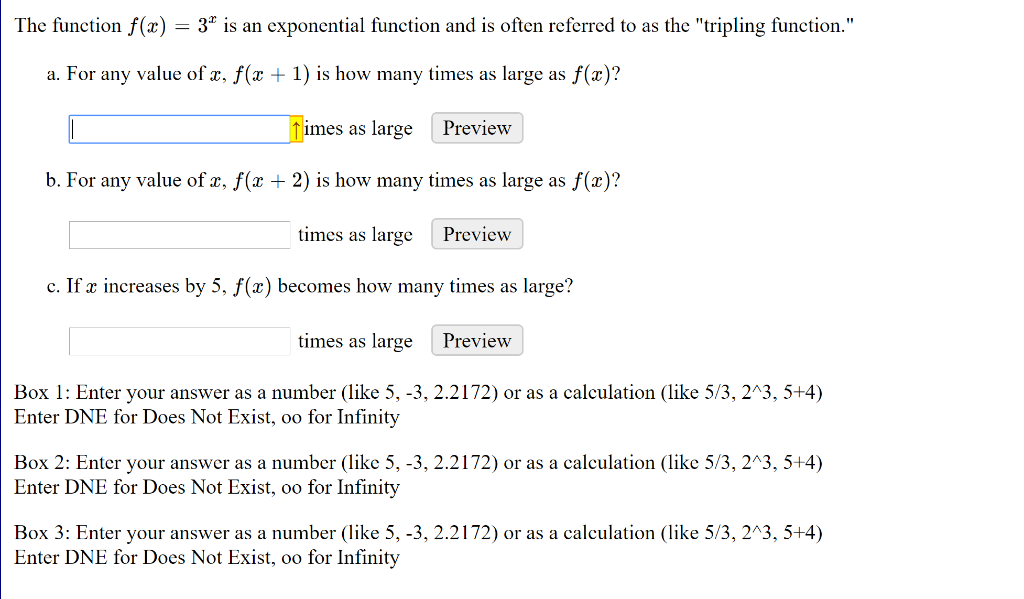 Solved The function f(x) 3 is an exponential function and is | Chegg.com