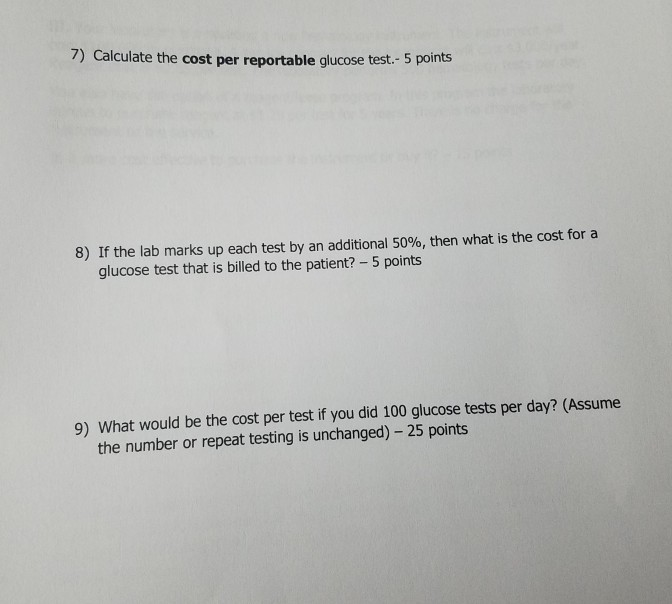 Instructions Perform a cost per test analysis for