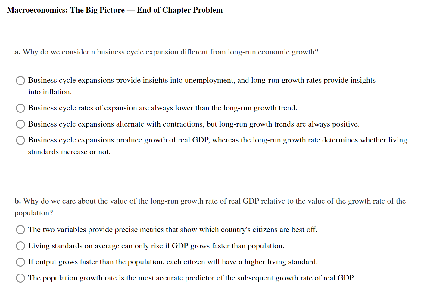 Solved Macroeconomics: The Big Picture End of Chapter | Chegg.com