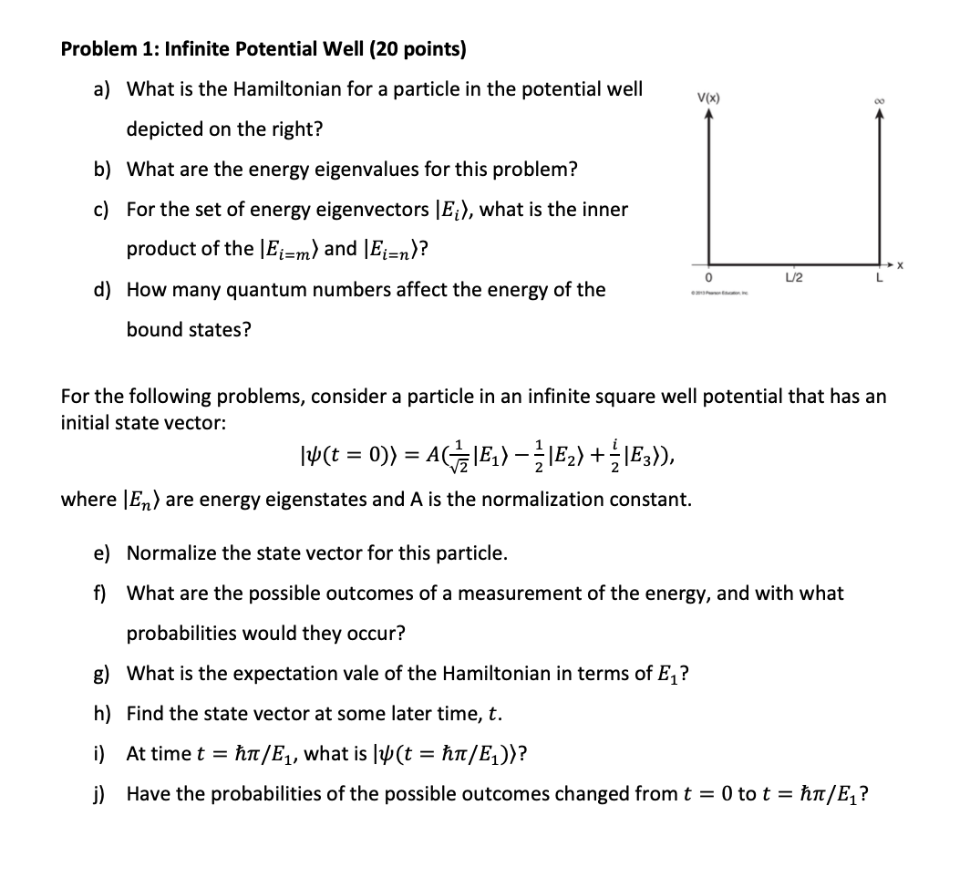 Solved Problem 1: Infinite Potential Well (20 points) a) | Chegg.com