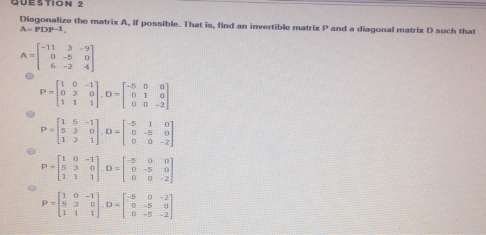 Solved Diagonalize the matrix A, if possible. That is, find | Chegg.com