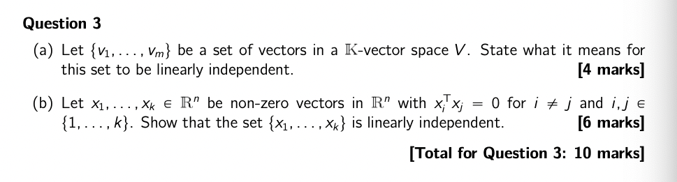Solved (a) Let {v1,…,vm} be a set of vectors in a K-vector | Chegg.com