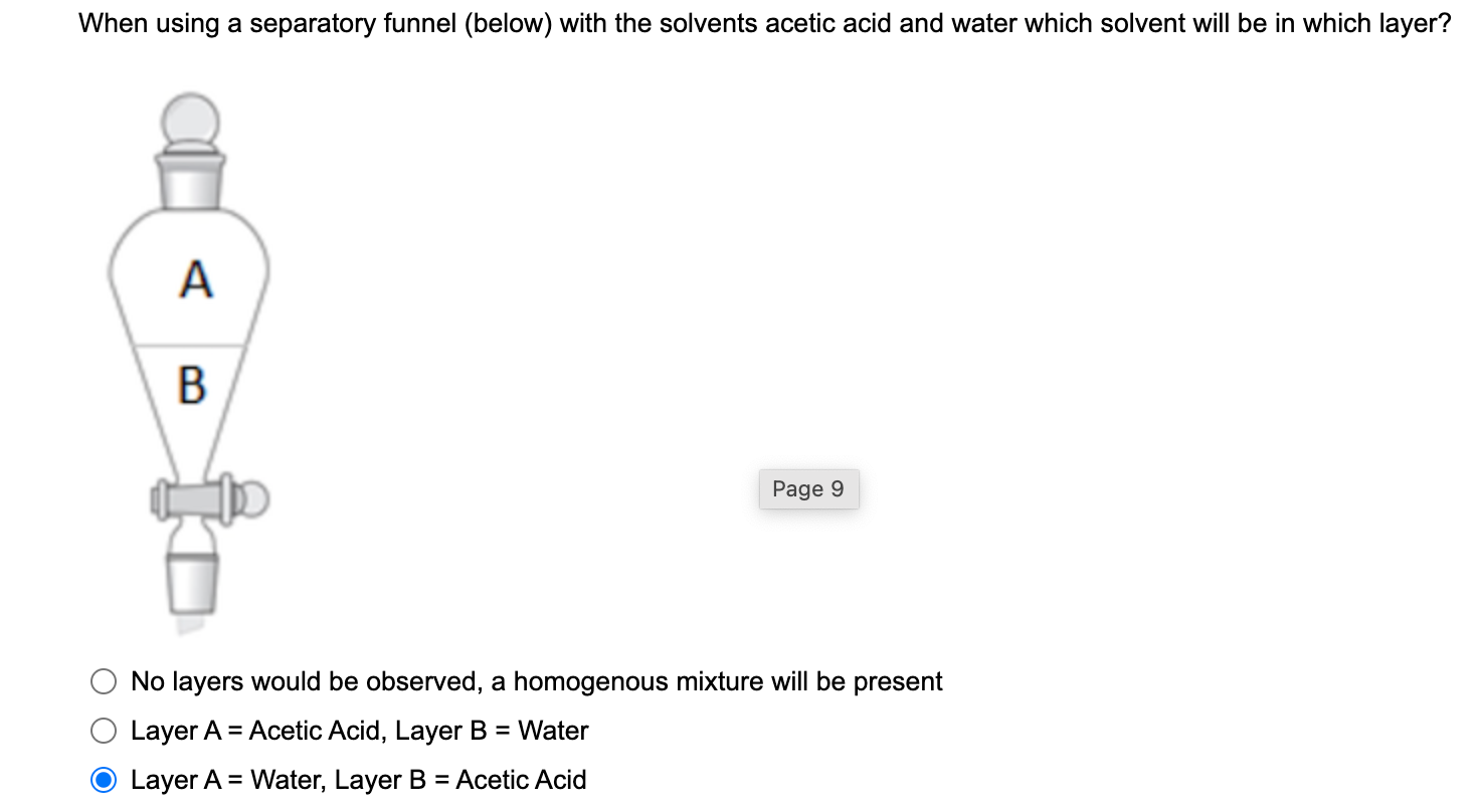 Solved When using a separatory funnel (below) with the