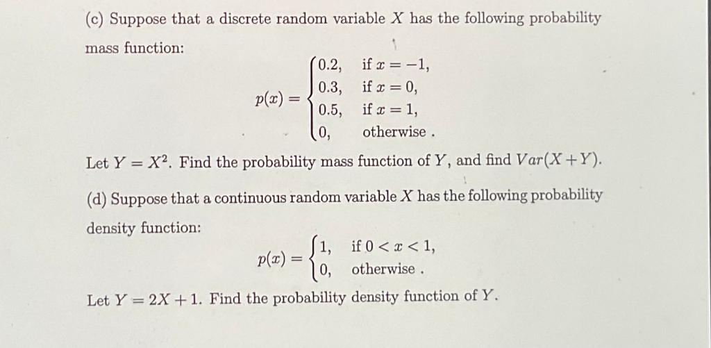 Solved (c) Suppose that a discrete random variable X has the | Chegg.com