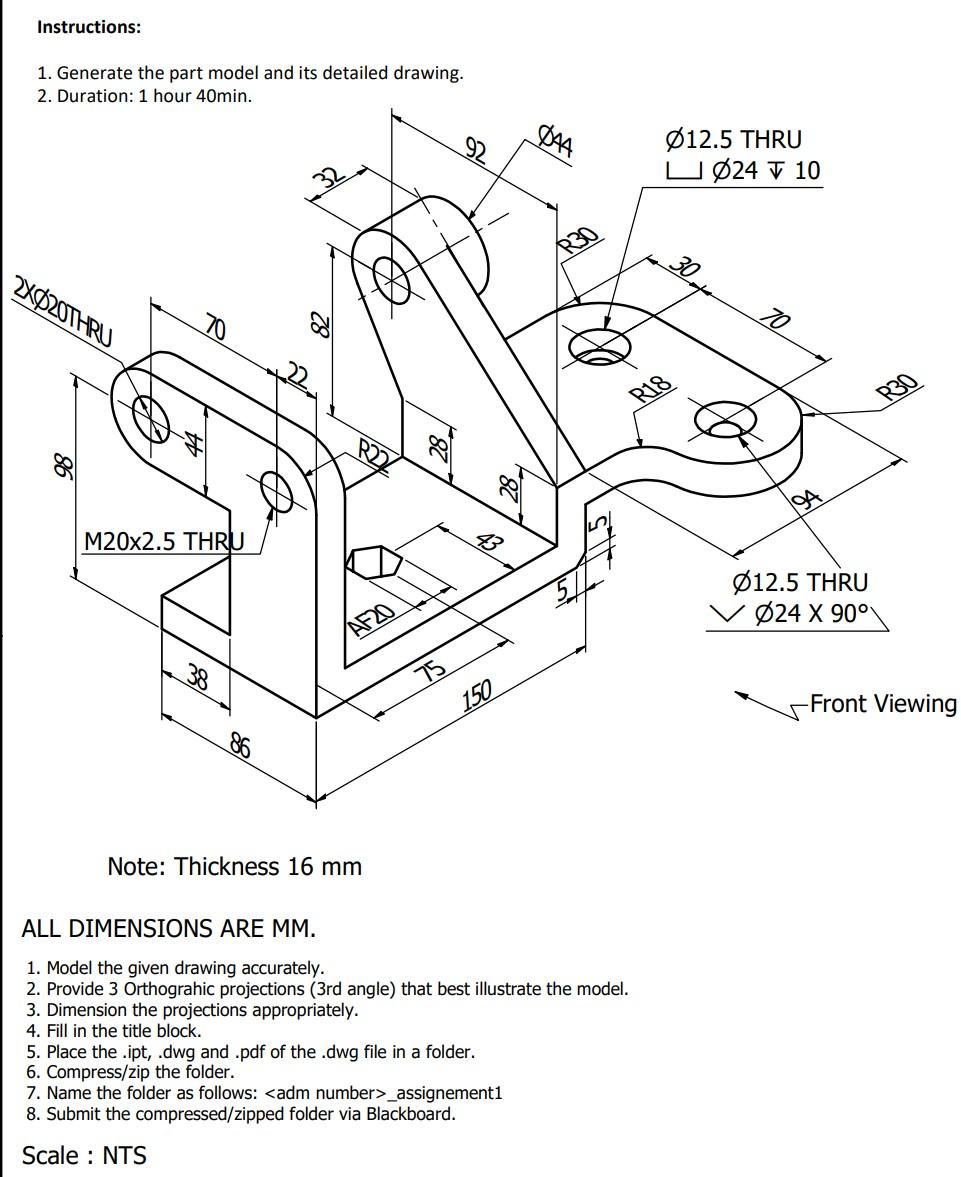 Solved Instructions: 1. Generate the part model and its | Chegg.com