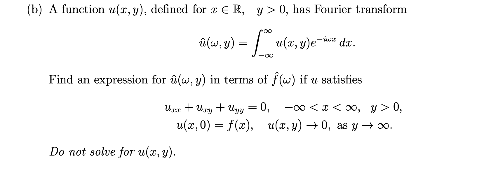 Solved B A Function U X Y Defined For X Er Y 0 Ha Chegg Com