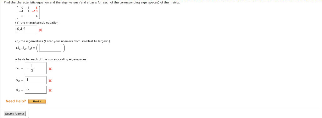 Solved ⎣⎡0−40−3405−104⎦⎤ (a) the characteristic equation 4 | Chegg.com