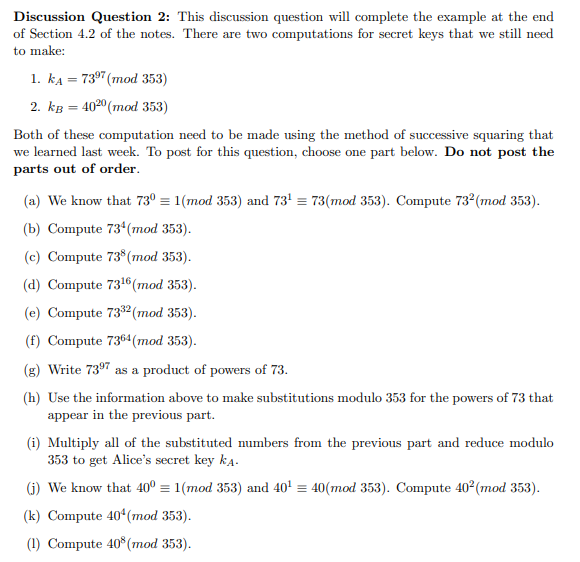 Solved Discussion Question 2: This discussion question will | Chegg.com
