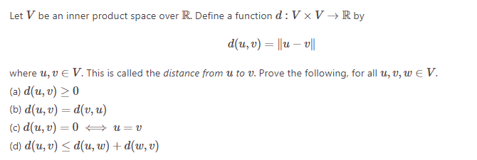 Solved Let V be an inner product space over R . Define a | Chegg.com