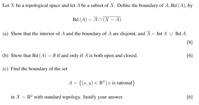 Solved Let X be a topological space and let A be a subset of | Chegg.com