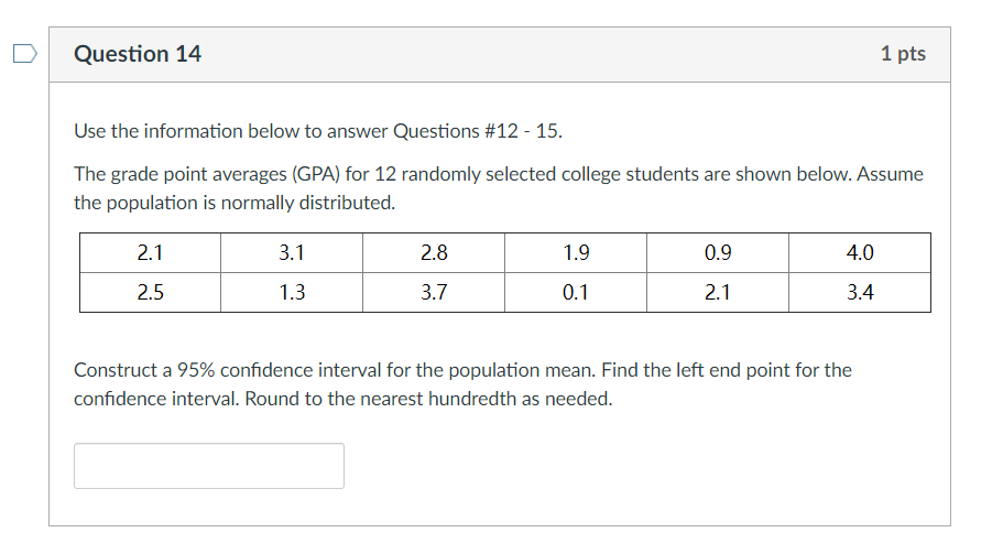 Solved Question 12 1 pts Use the information below to answer | Chegg.com