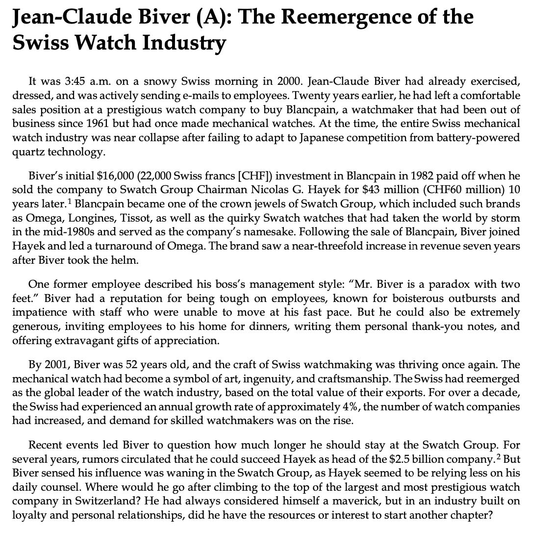 Jean-Claude Biver Applauds Courage In Watch Industry, Pledges Self