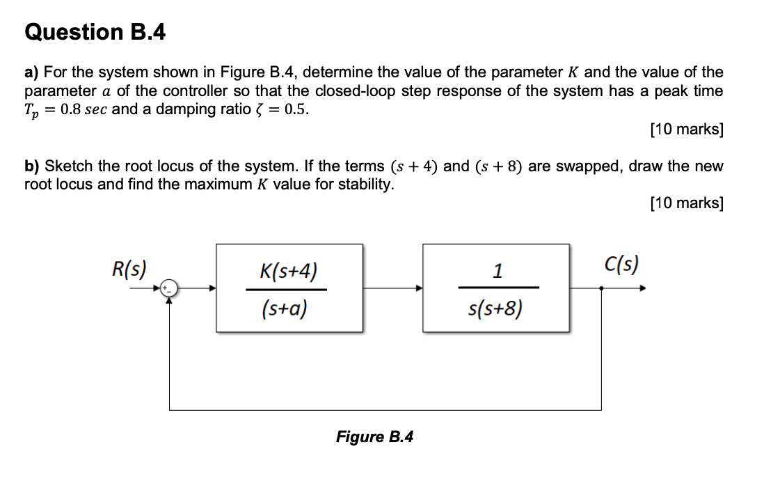 Solved Question B.4 A) For The System Shown In Figure B.4, | Chegg.com