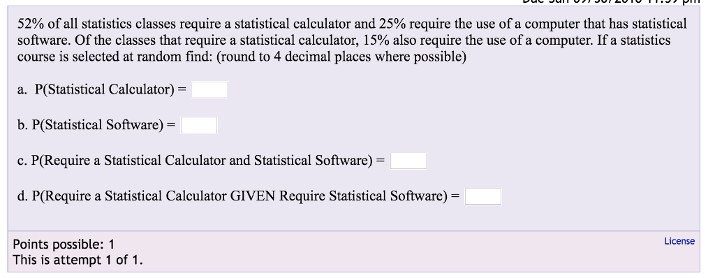Solved 52% of all statistics classes require a statistical | Chegg.com