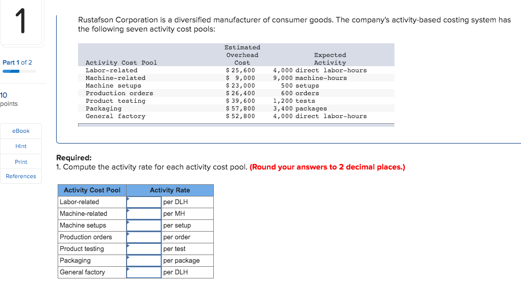 Solved Rustafson Corporation is a diversified manufacturer