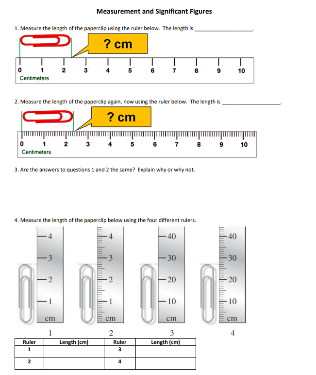Solved Unit 1 Measurement, Significant Figures, Temperature,