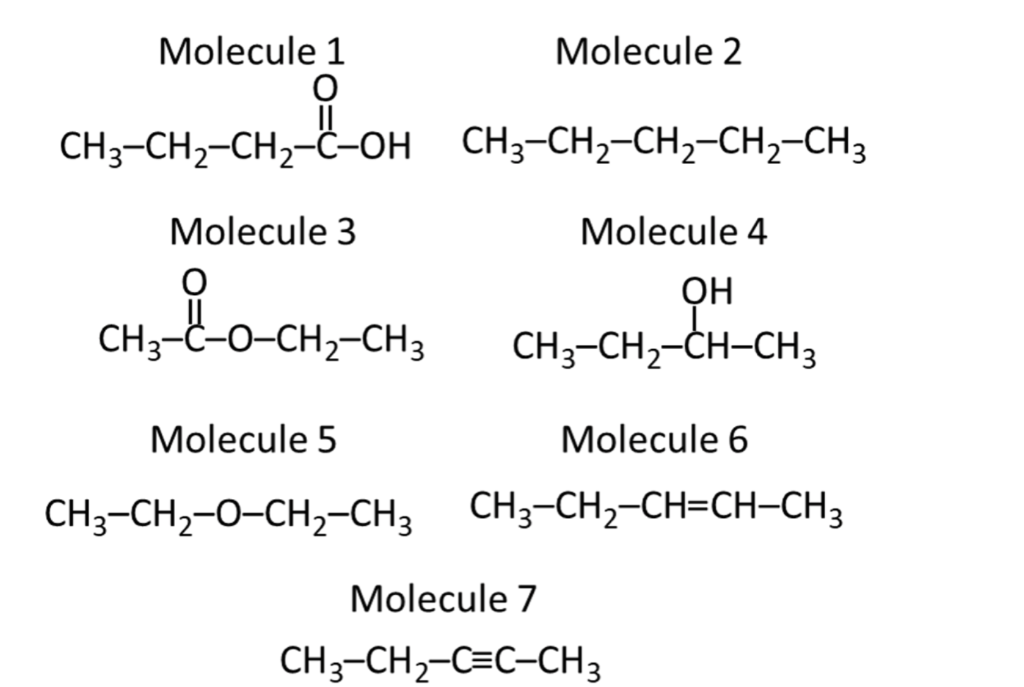 Solved Molecule 1 Molecule 2 O Ii Ch3 Ch2 Ch2 C Oh 2371