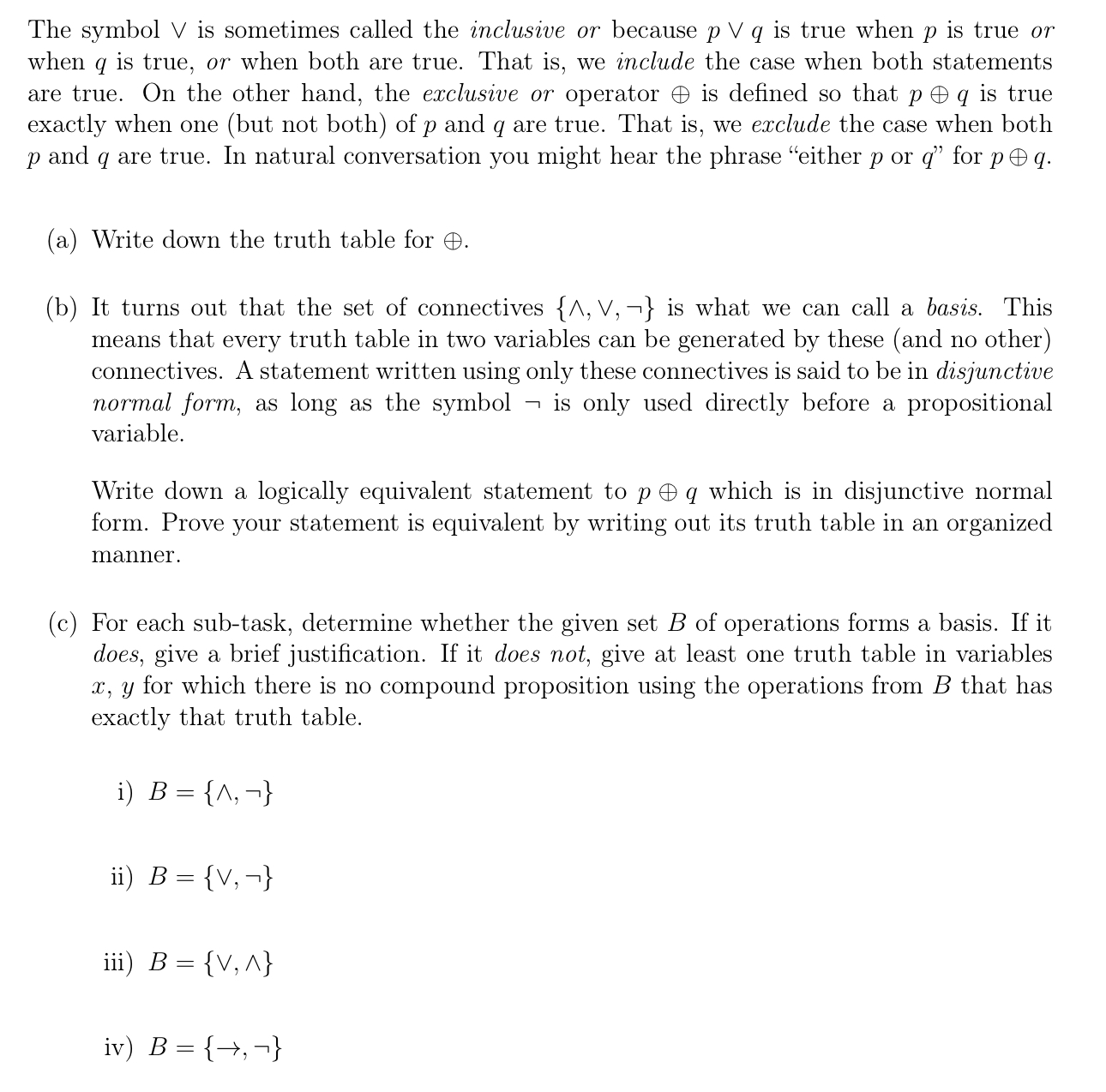 Solved The symbol ∨ is sometimes called the inclusive or | Chegg.com