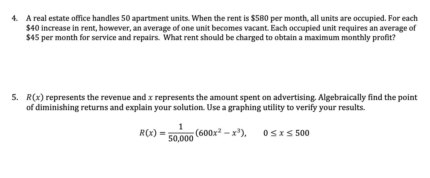 Solved 4. A real estate office handles 50 apartment units. | Chegg.com