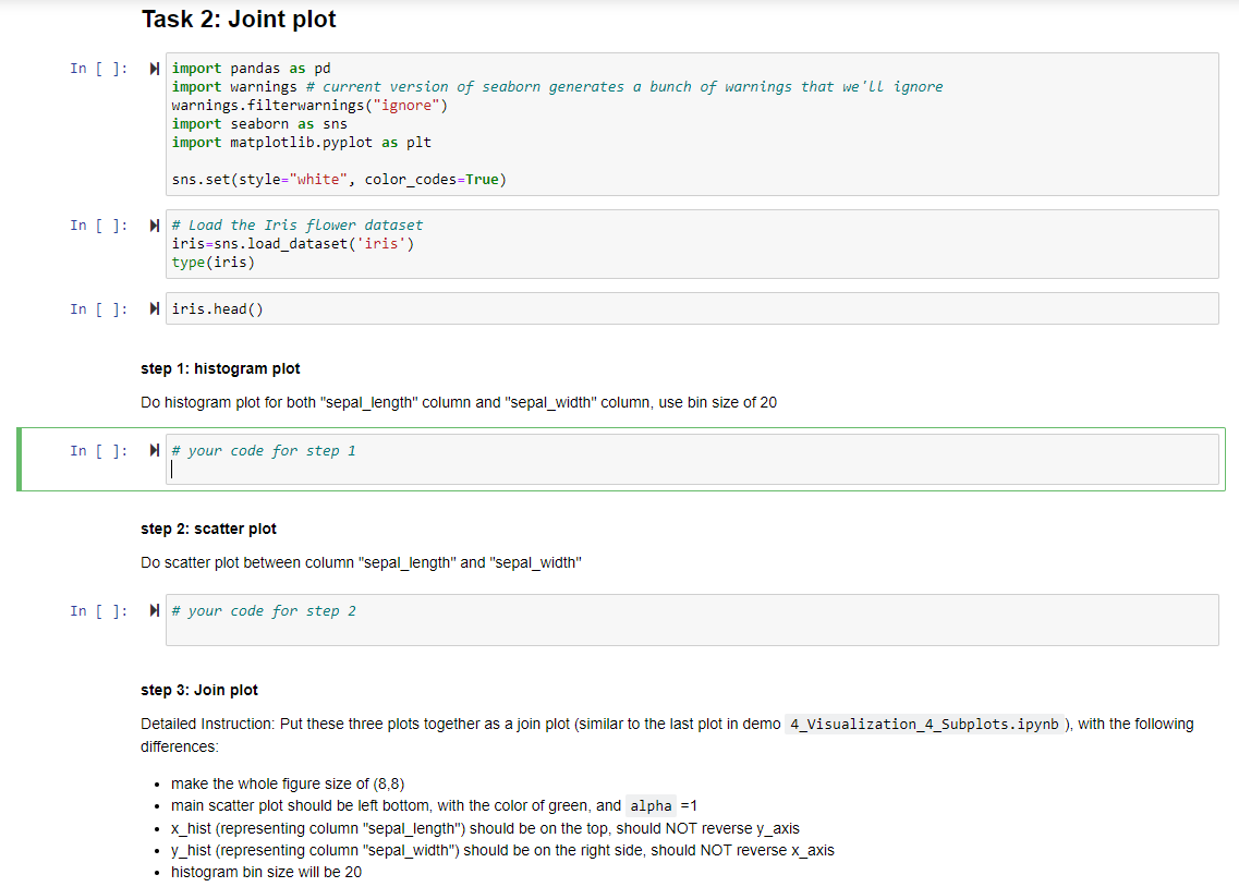 Solved Task 2: Joint plot In [] import pandas as pd import | Chegg.com