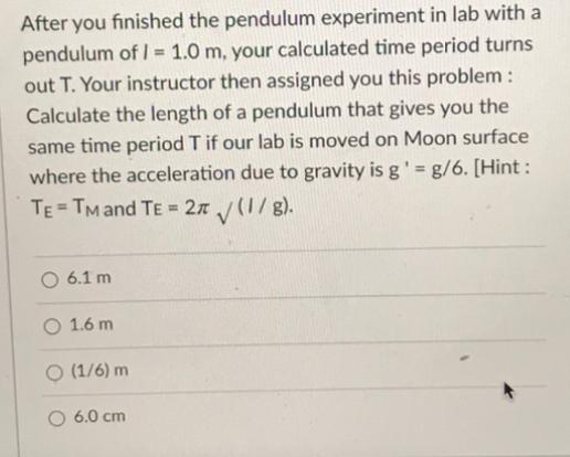 compound pendulum experiment results