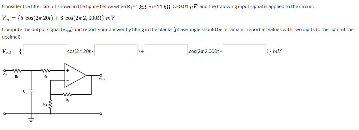 Solved Consider The Filter Circuit Shown In The Figure Below | Chegg.com