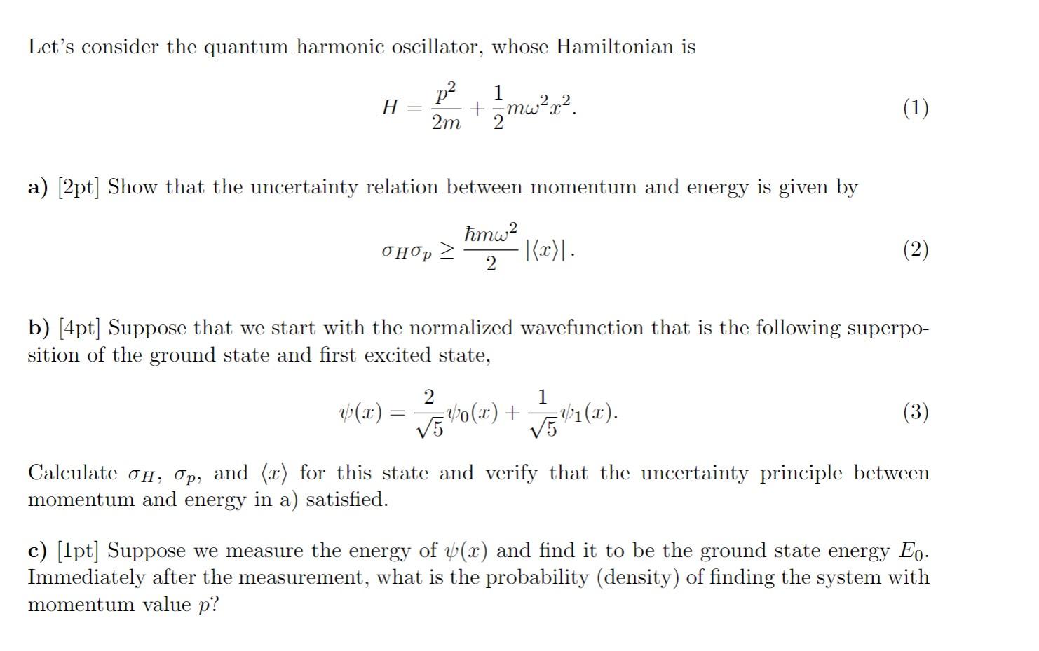 Solved Let S Consider The Quantum Harmonic Oscillator Whose