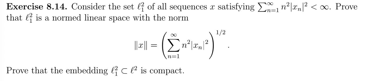 Solved Exercise 8.14. Consider the set li of all sequences x | Chegg.com