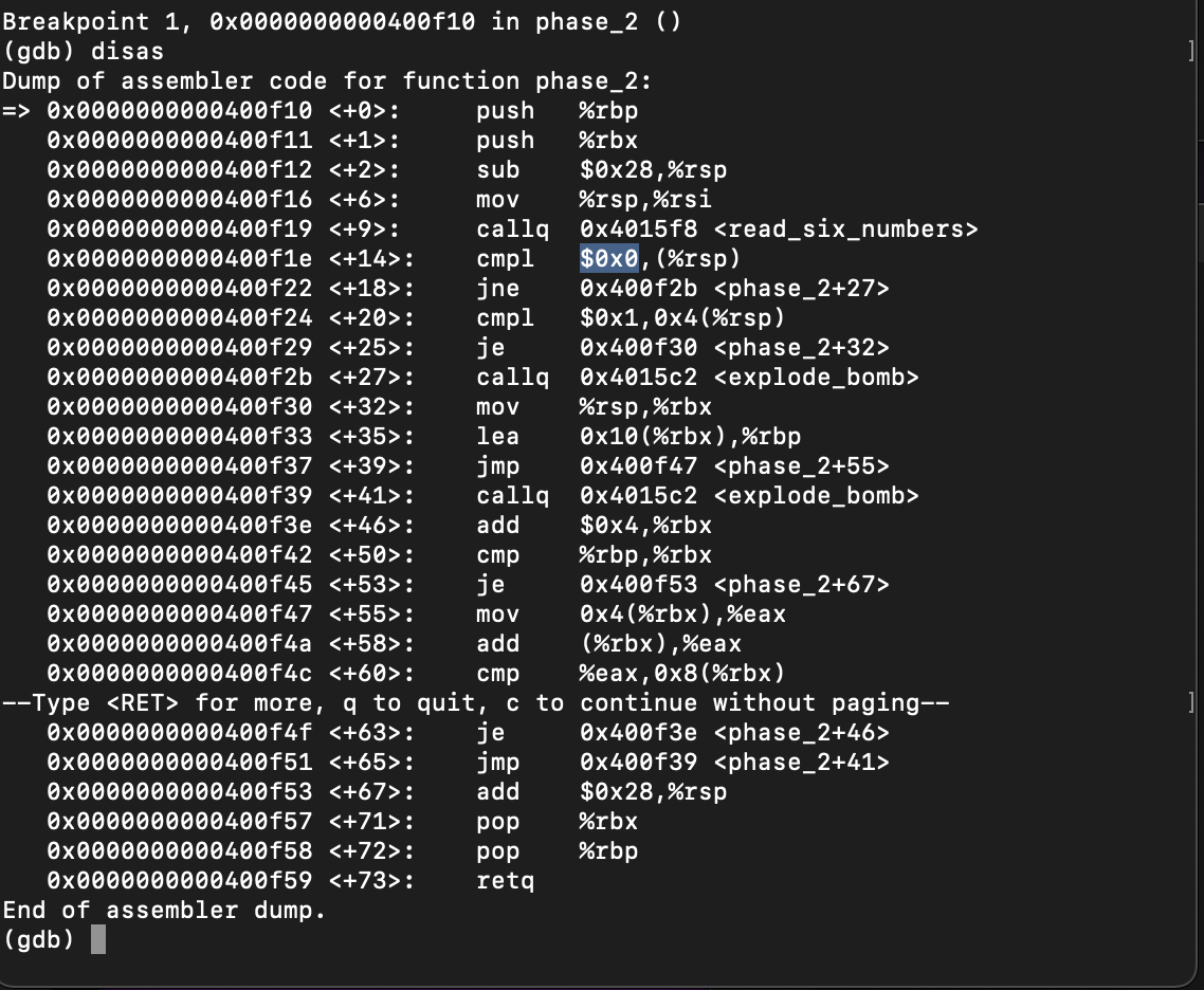 Solved This is phase 2 of the Binary Bomb LabPlease help to