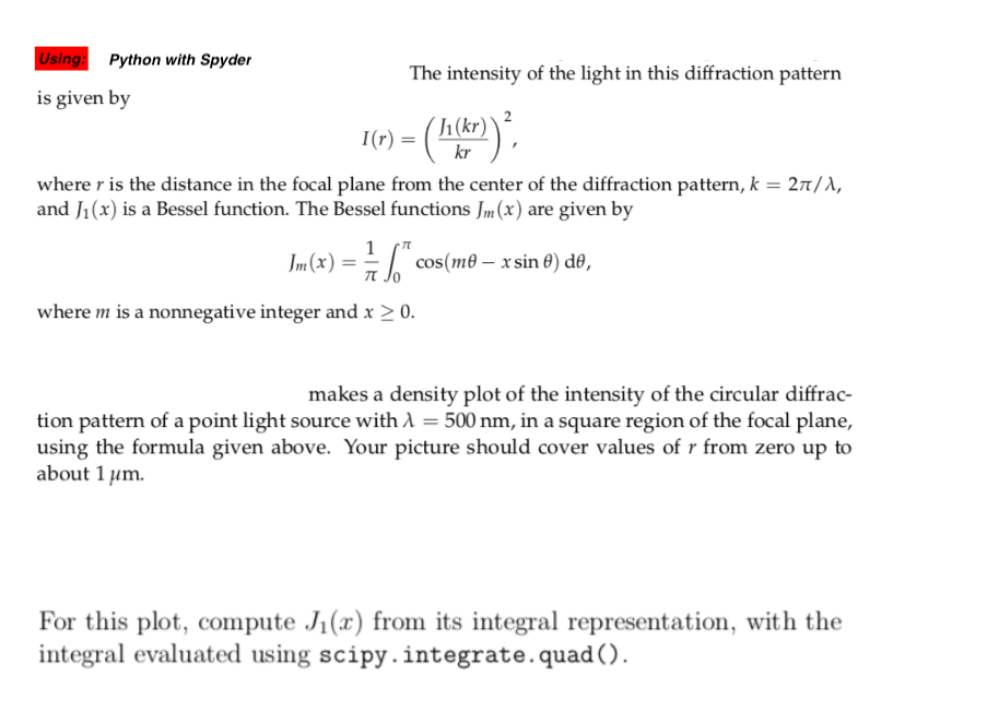 Using Python with Spyder is given by The intensity of | Chegg.com